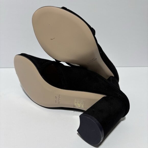 Stuart Weitzman Women’s Sam 75 Black Suede Block Heel Sandals, Size 7 M - Picture 5 of 6